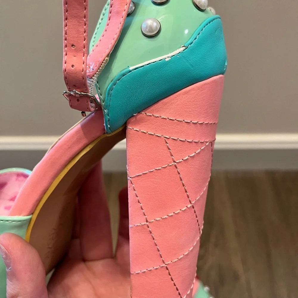 Iron Fist Mint and Pink Platform Heels - Picture 7 of 16